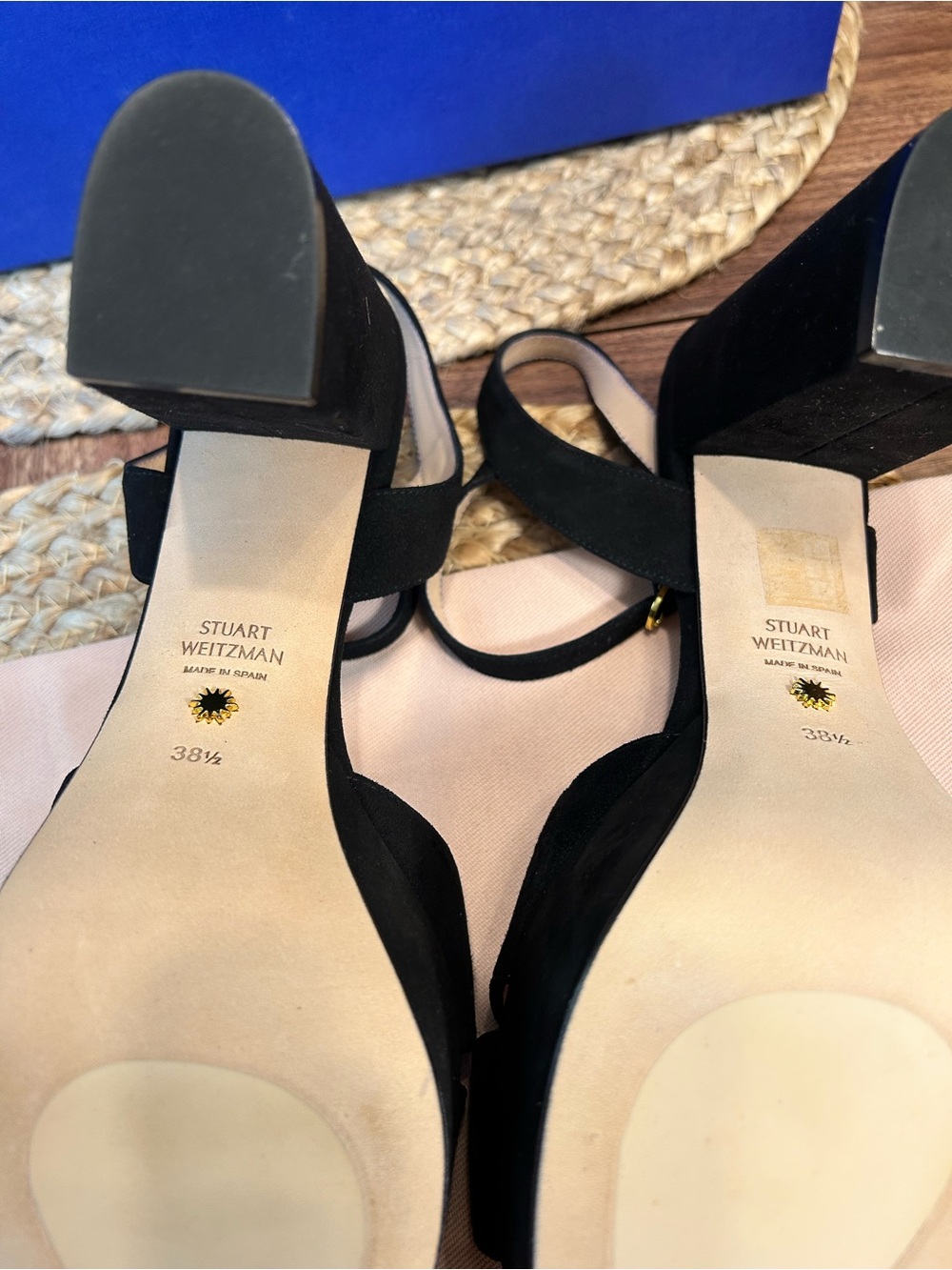 Stuart Weitzman Black Suede Platform Block-Heel Sandals (sz 8) - Picture 6 of 14